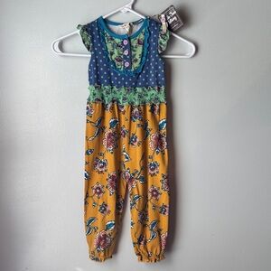 Matilda Jane Floral Jumpsuit - Blue and Mustard - 18/24 months
